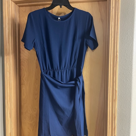 Navy Tie waist T-shirt dress - Picture 3 of 4
